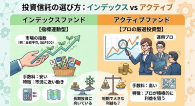 投資信託の選び方。インデックスファンドとアクティブファンドってどう違うの？